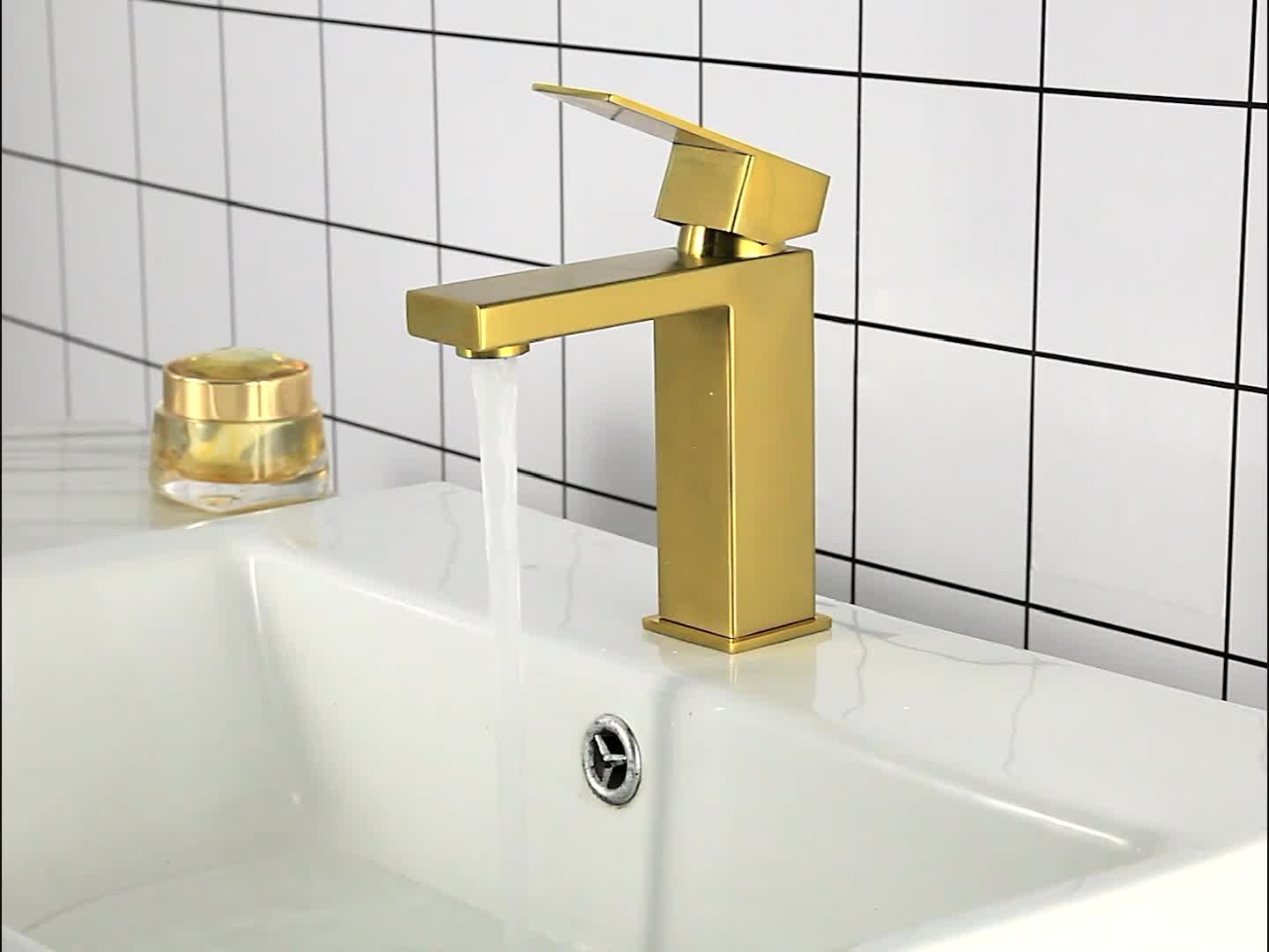 304 Stainless Steel Square Brushed Gold Black Faucet ...