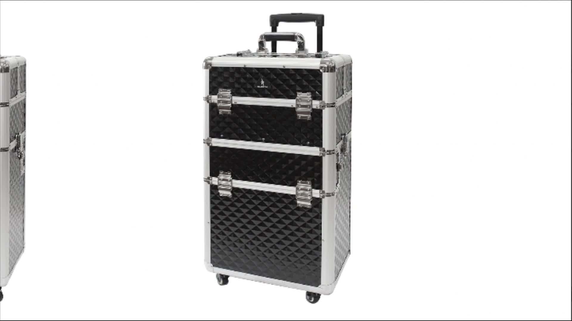 Hot Sell High Quality Rolling Makeup Vanity Box Case D9009 Professional Hard Case Trolley With