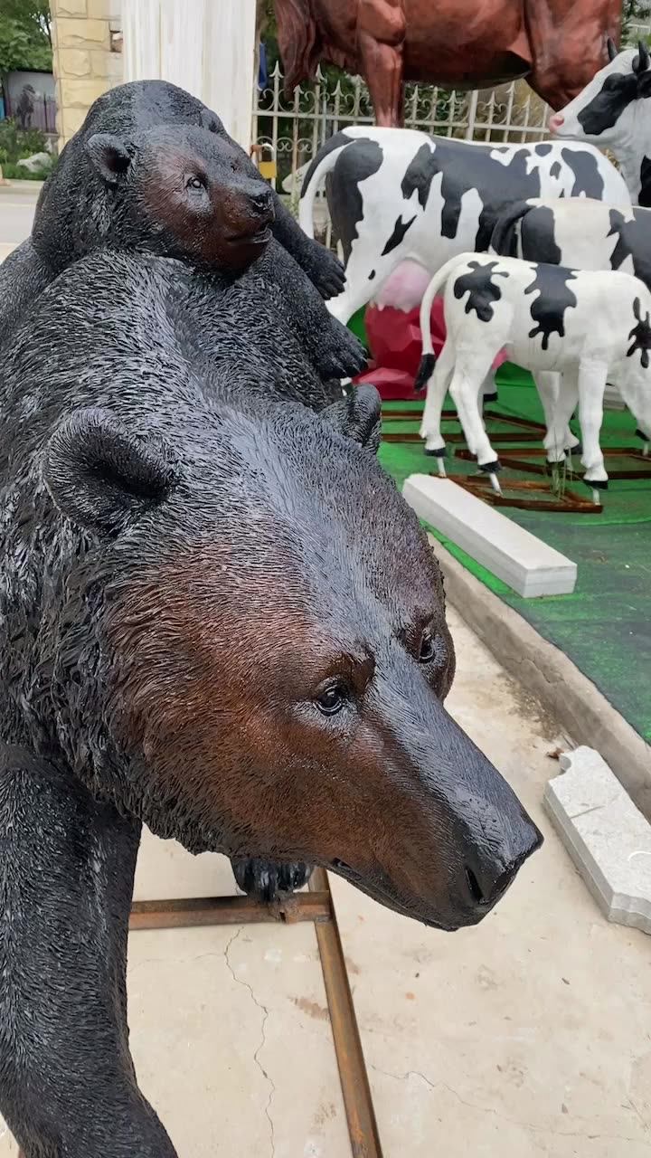 Zoo Decorative Life Size Fiberglass Black Bear Statue Resin Animal
