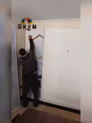 Chinese style welcome pine scenery bamboo wood fiberboard background wall hanging painting running water to produce wealth high board frame shape wall panel