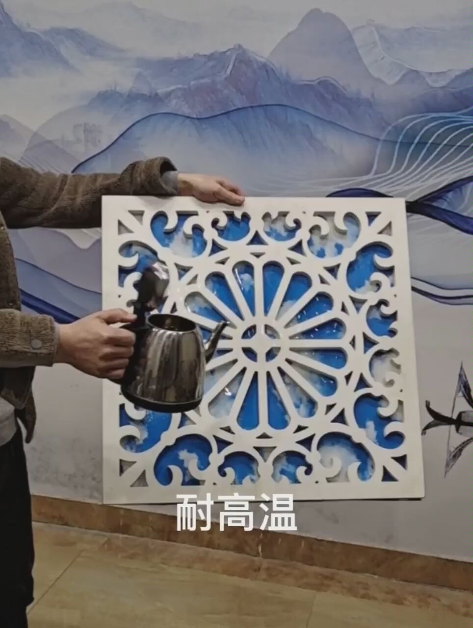 Through the flower PVC living room hollow carved board European aisle suspended ceiling lattice modern partition entrance TV background wall