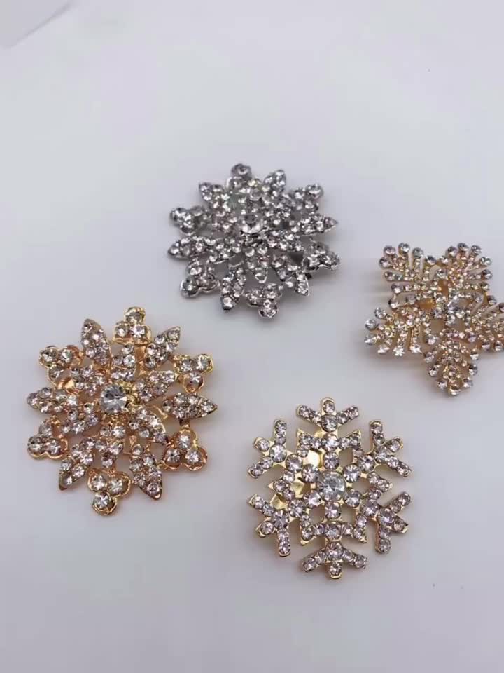Crystal Flower Flat Back Rhinestone Brooch Pin For Wedding Wholesale