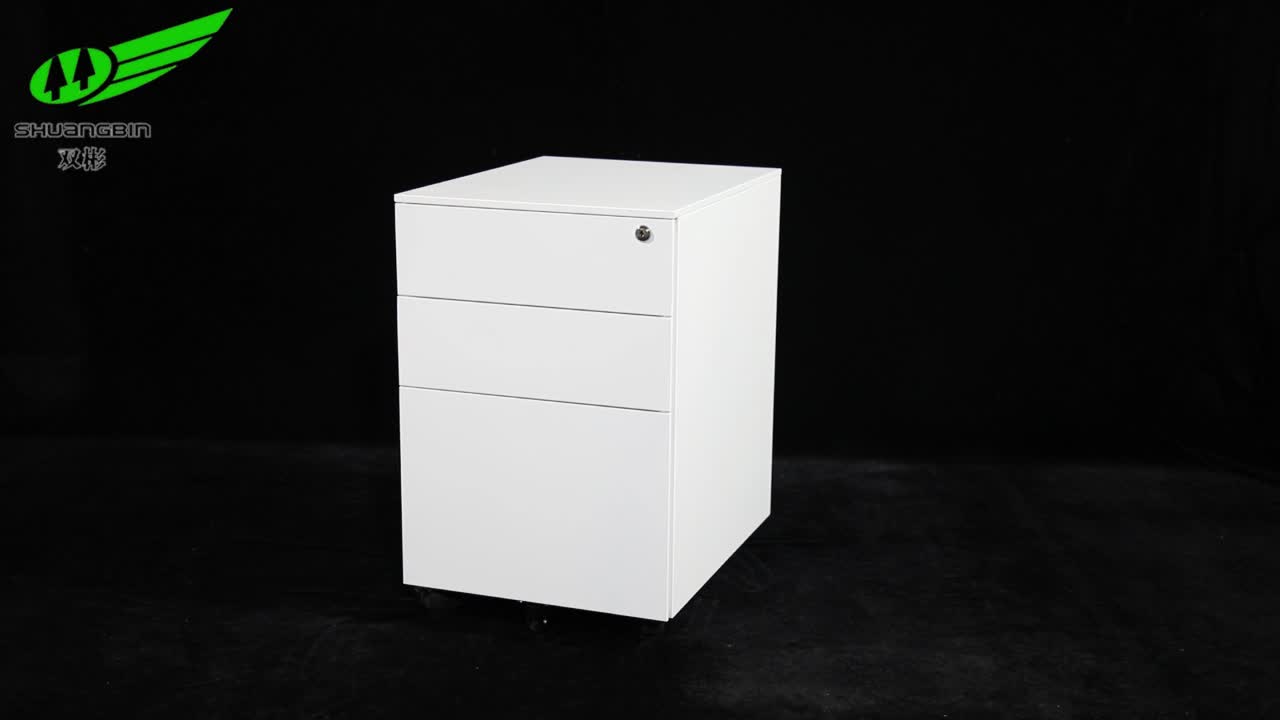 Office Works Three Drawer Mobile Pedestal Storage File Cabinet