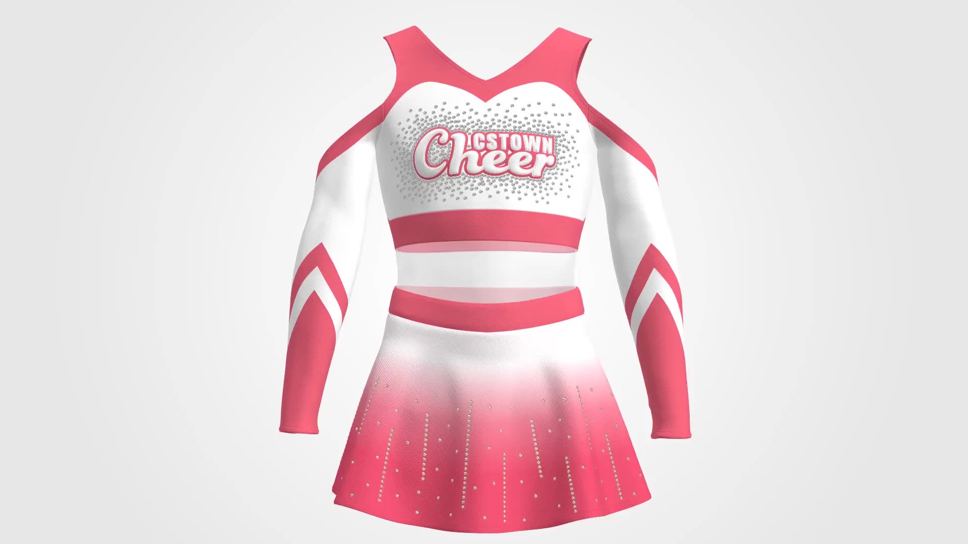 Custom Made Cheerleading Uniforms Girl Ab Rhinestones Green And White