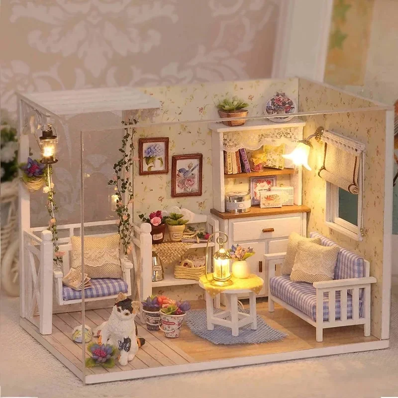 Intelligent and Fun House DIY Small Cat Diary Handmade House Building Model Toy for Girls and Best Friends' Birthday Gift