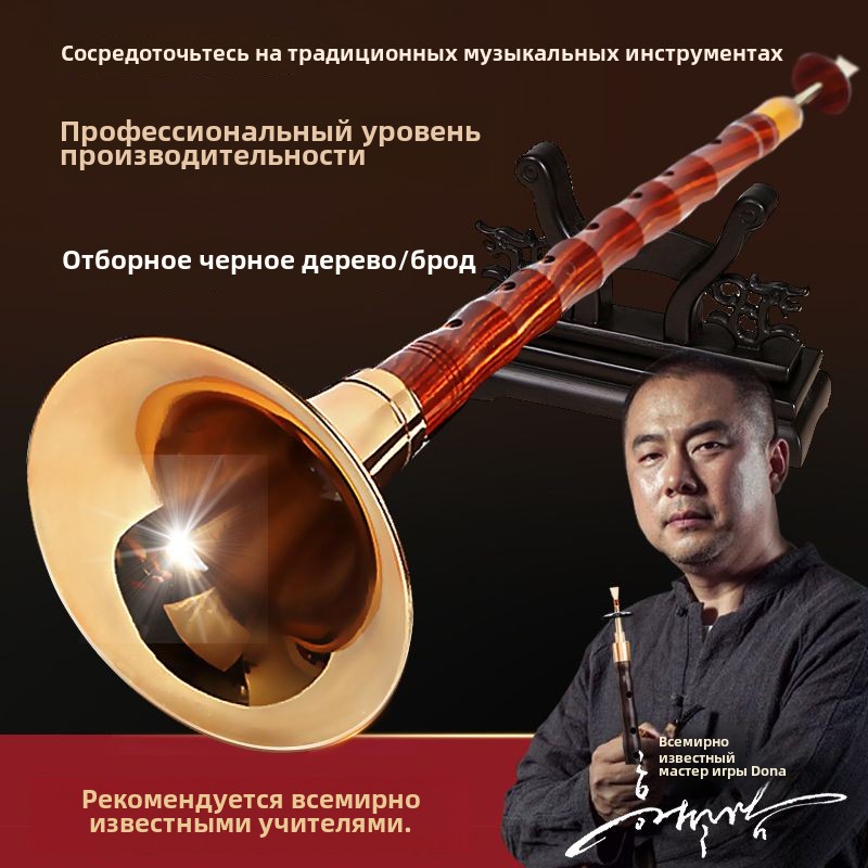 演奏专业乌木黑檀木唢呐乐器全套d调D调初学者儿童入门大小号喇叭