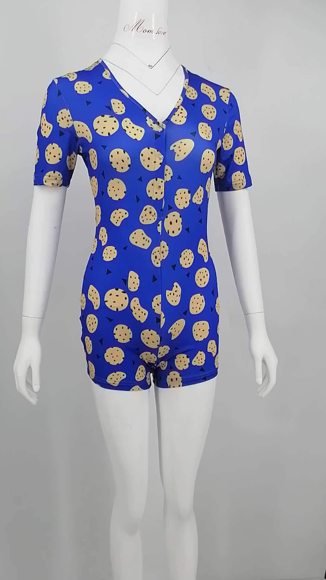 2020 Summer Custom Printing Sexy Onesie For Women Short Sleeve Tight