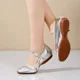 New square dance shoes flat heel silver golden buckle soft dance shoes mother shoes middle-aged dance shoes wholesale