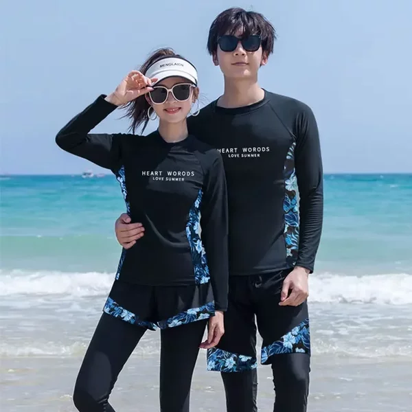 Korean Style Explosions Couple's Diving Suit Long Sleeve Trousers Split Sunscreen Pullover suit Men's and Women's Swimsuit Beach Surfing