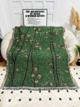 Chinese Retro Plum Blossom Jacquard Cotton Blanket Bedside Blanket Single Sofa Blanket Cover Blanket Wall Decoration Picture Frame Fabric Blanket