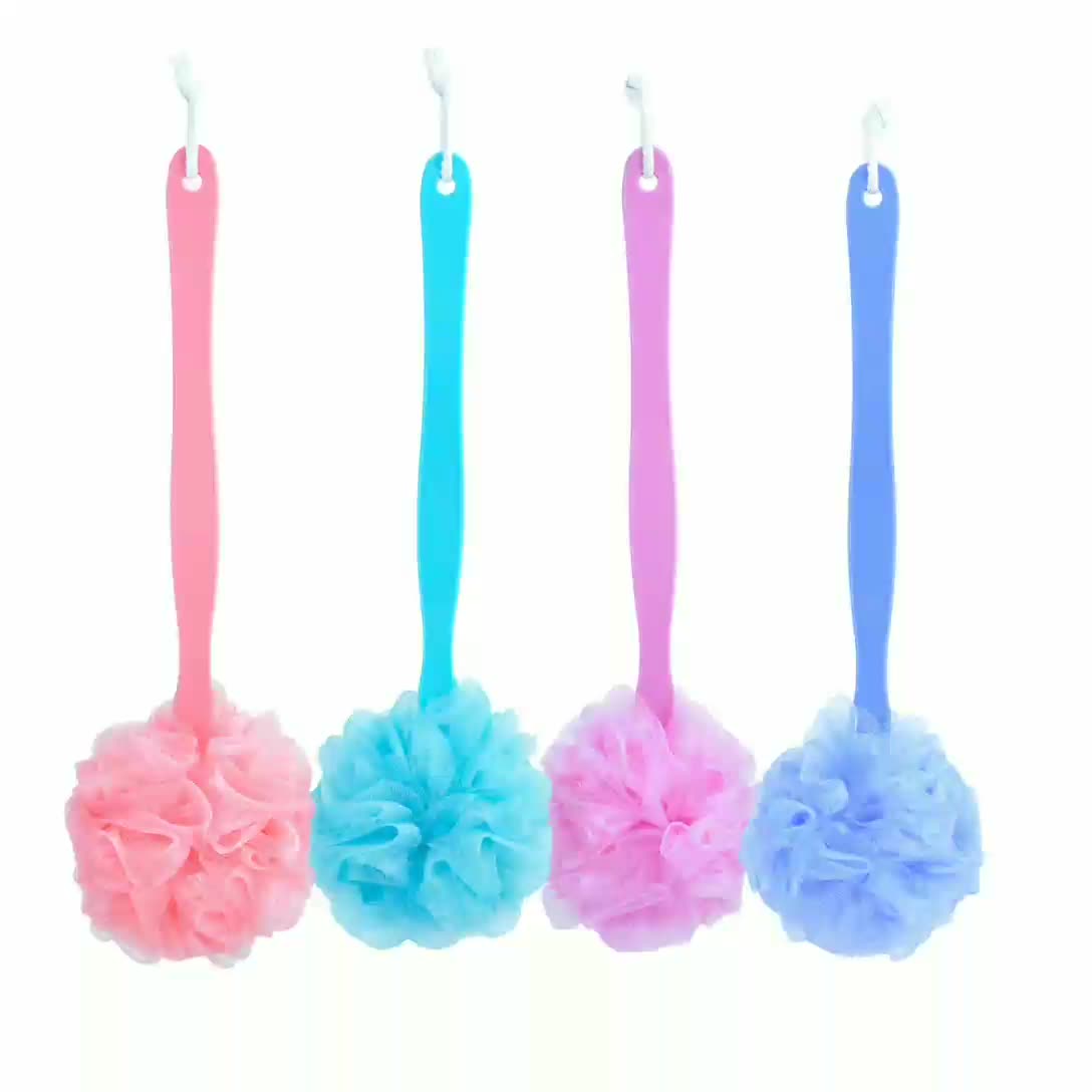 Soft Mesh Sponge Colorful Bath Sponge With Long Handle Buy Plastic