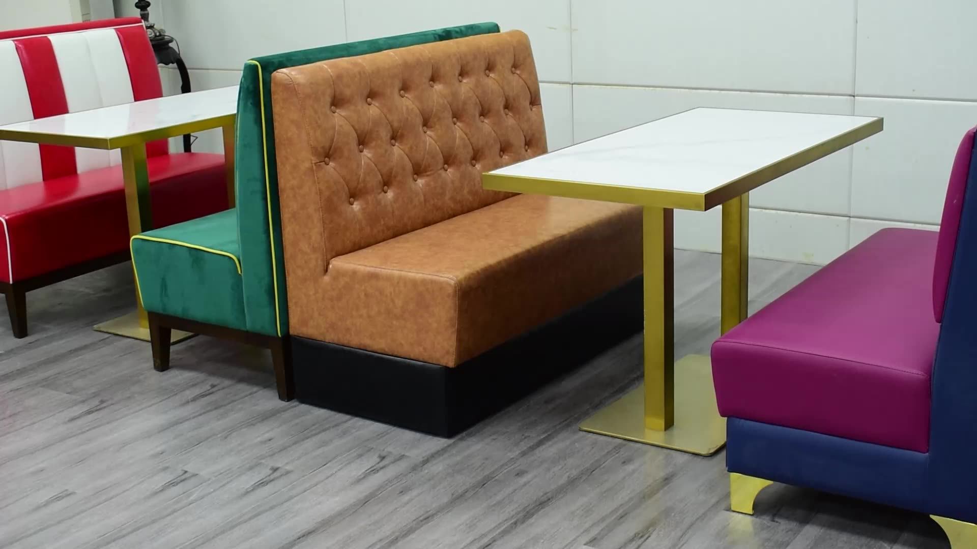 Customize Wooden Restaurant Booth Seating Sofa Bench With Table And