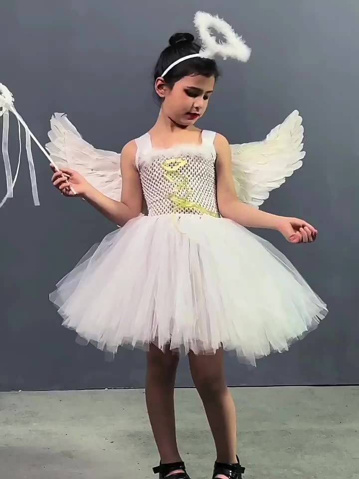 White Princess Dress For Girls - Kids Costume Cosplay Outfit With Crown, Scepter, Gloves & Accessories - View #2