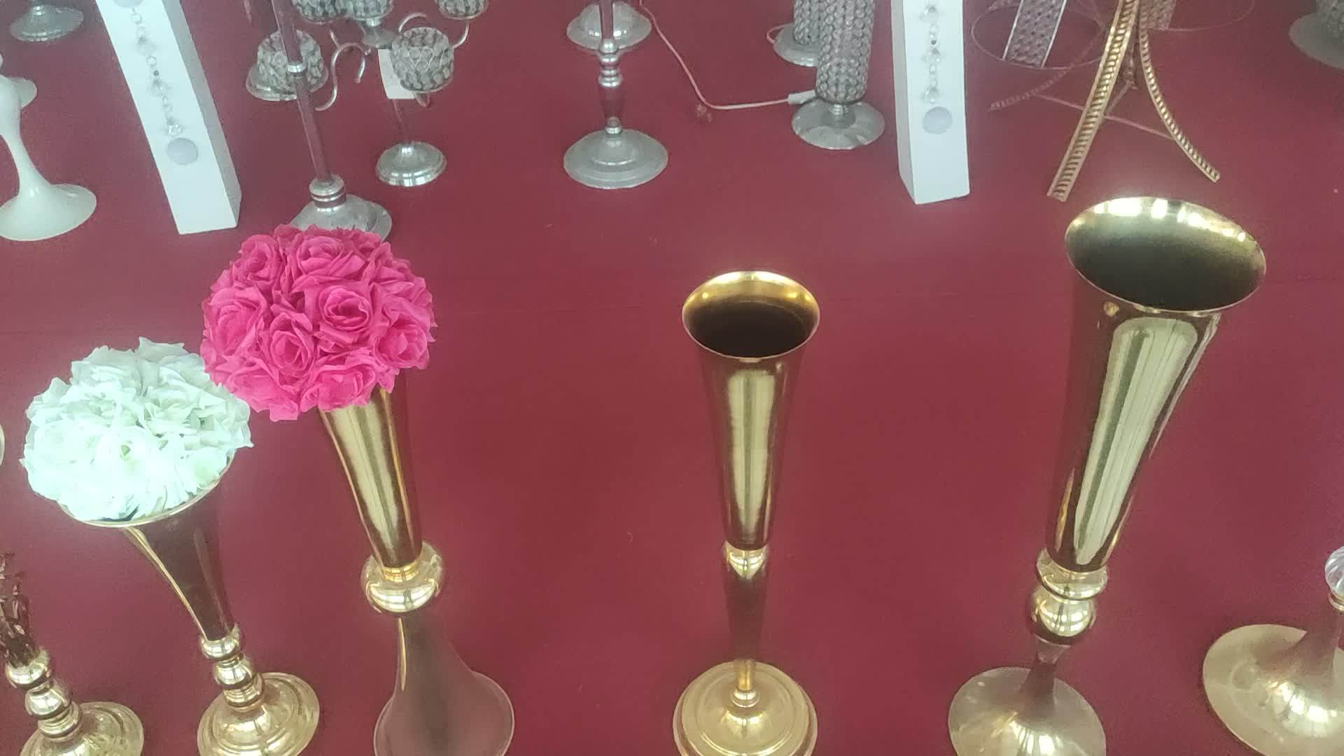 Elegant Tall Metal Trumpet Vase Centerpieces For Weddings Decoration