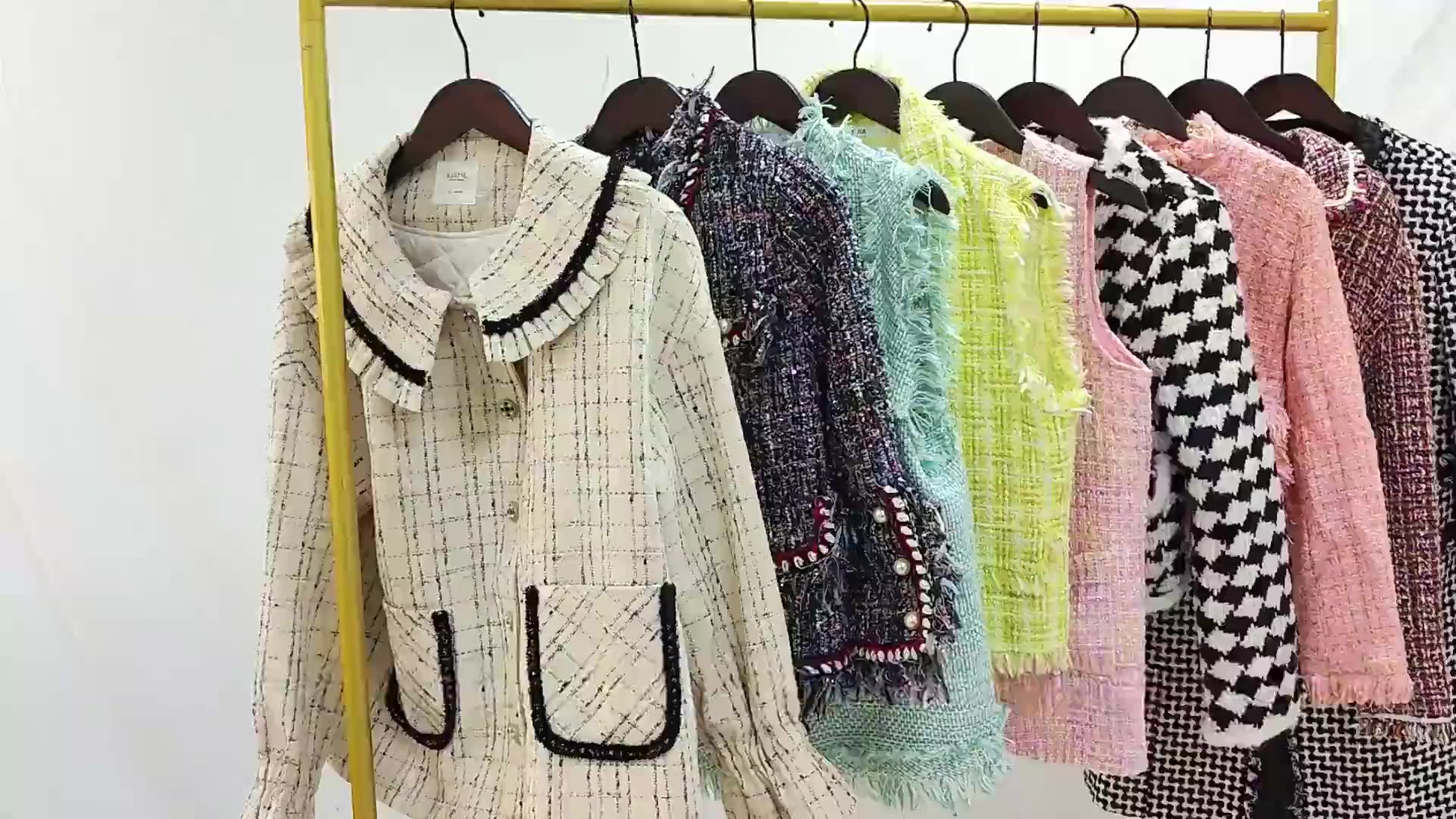 Luxury Wool Tweed Fabric Secondhand Discount Jacket Apparel Stock Us