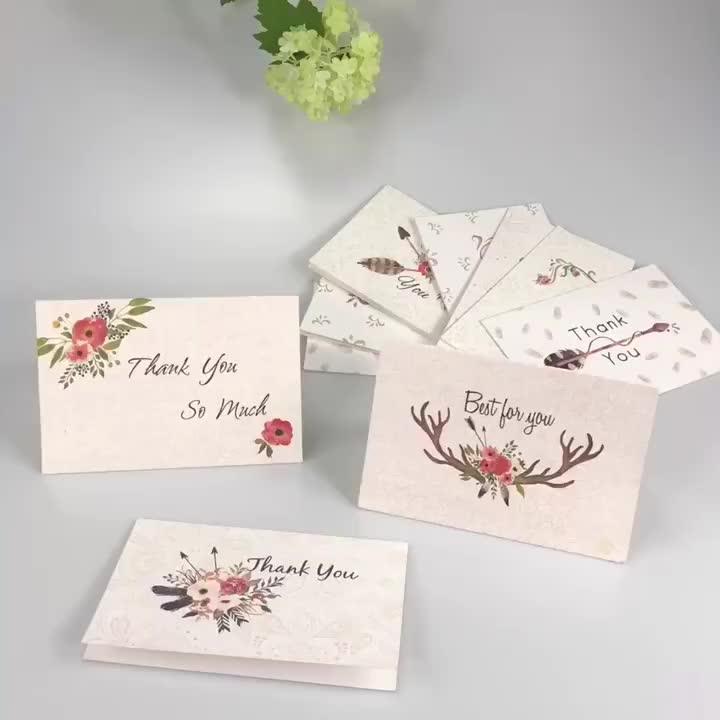 Custom Romantic Letter Printed Paper Gift Greeting Floral Thank You