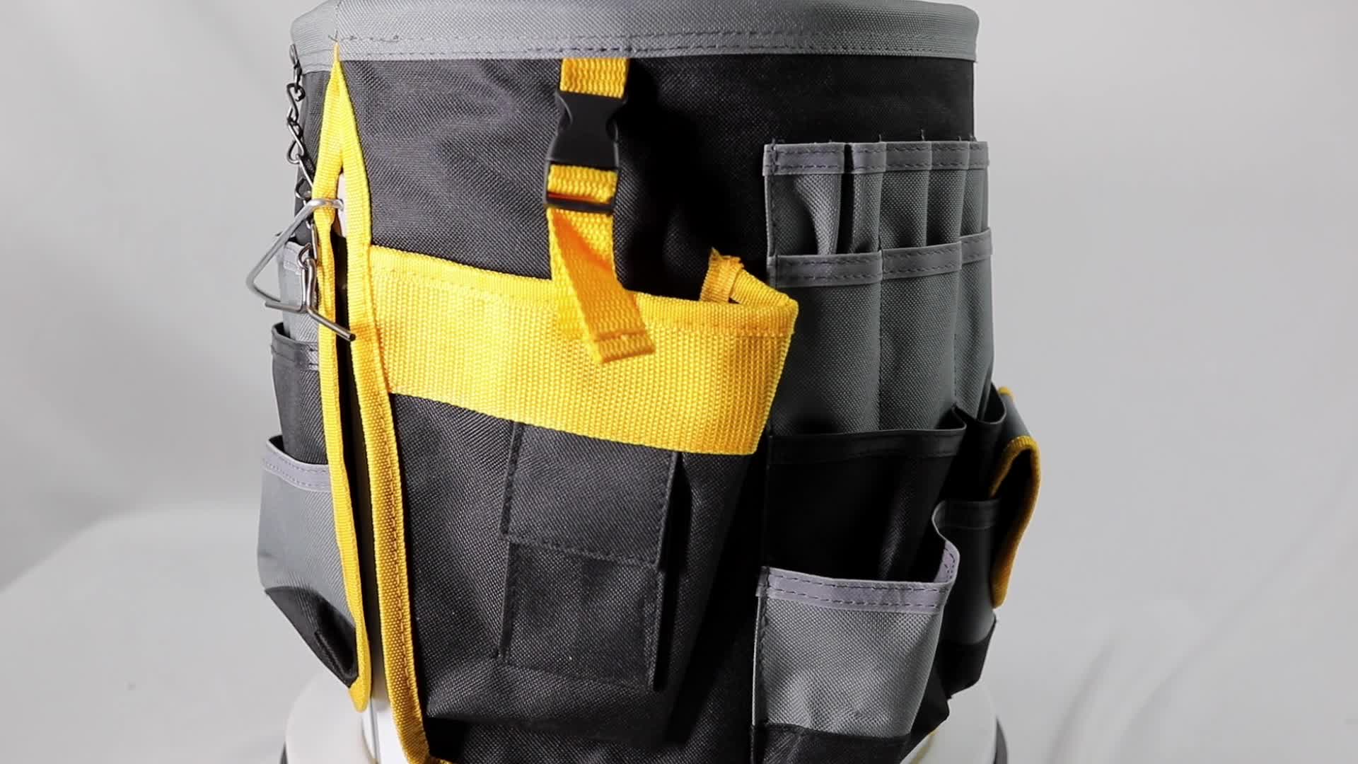 Multipurpose Bucket Tool Bag Polyester 19pocket Design Scaffolding