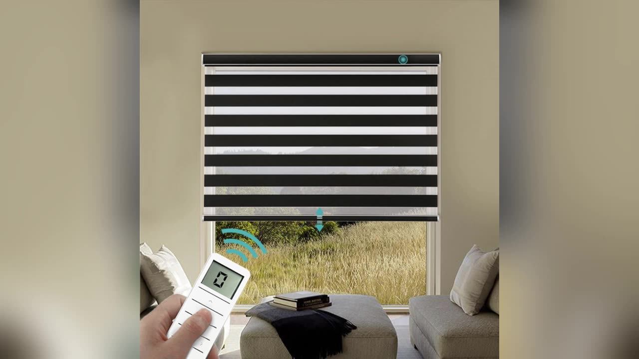 Auto Motorized Control Day And Night Fabric Blackout Roller Electric ...