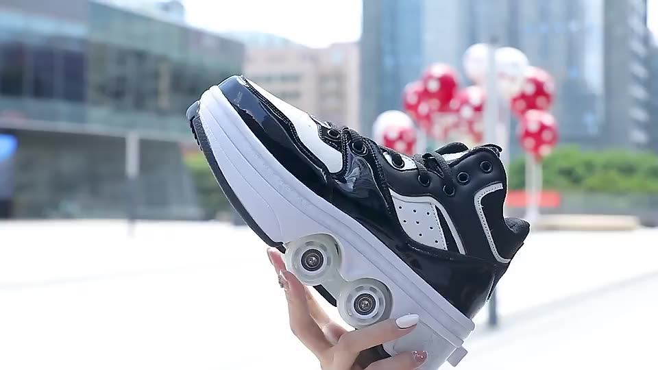 Jinjiang Custom Retractable Outdoor Kick Out Roller Skate Shoes 2 In 1