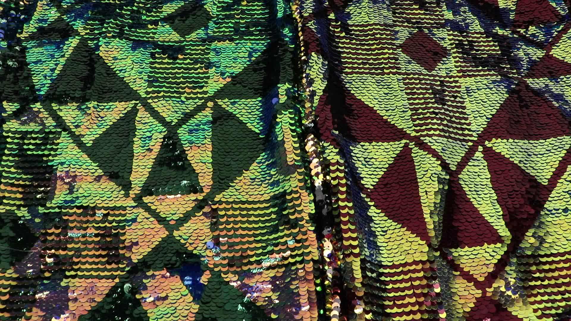 Tribal Geometric Unicorn Copper Iridescent Embroidered Sequin Lace