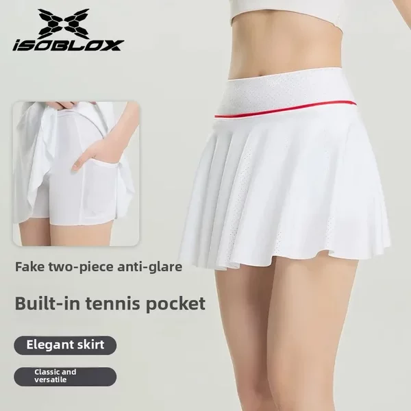 Summer White Sports Short Skirt Anti-Exposure Tennis Wear Yoga High-Waisted Short Quick-Drying Badminton Tennis Skirt