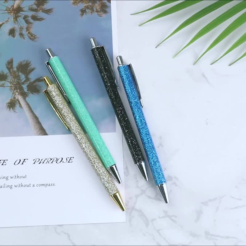 Jh Novelty Leather Cover Pen Fashion Promotional Gift Metal Glitter Pen