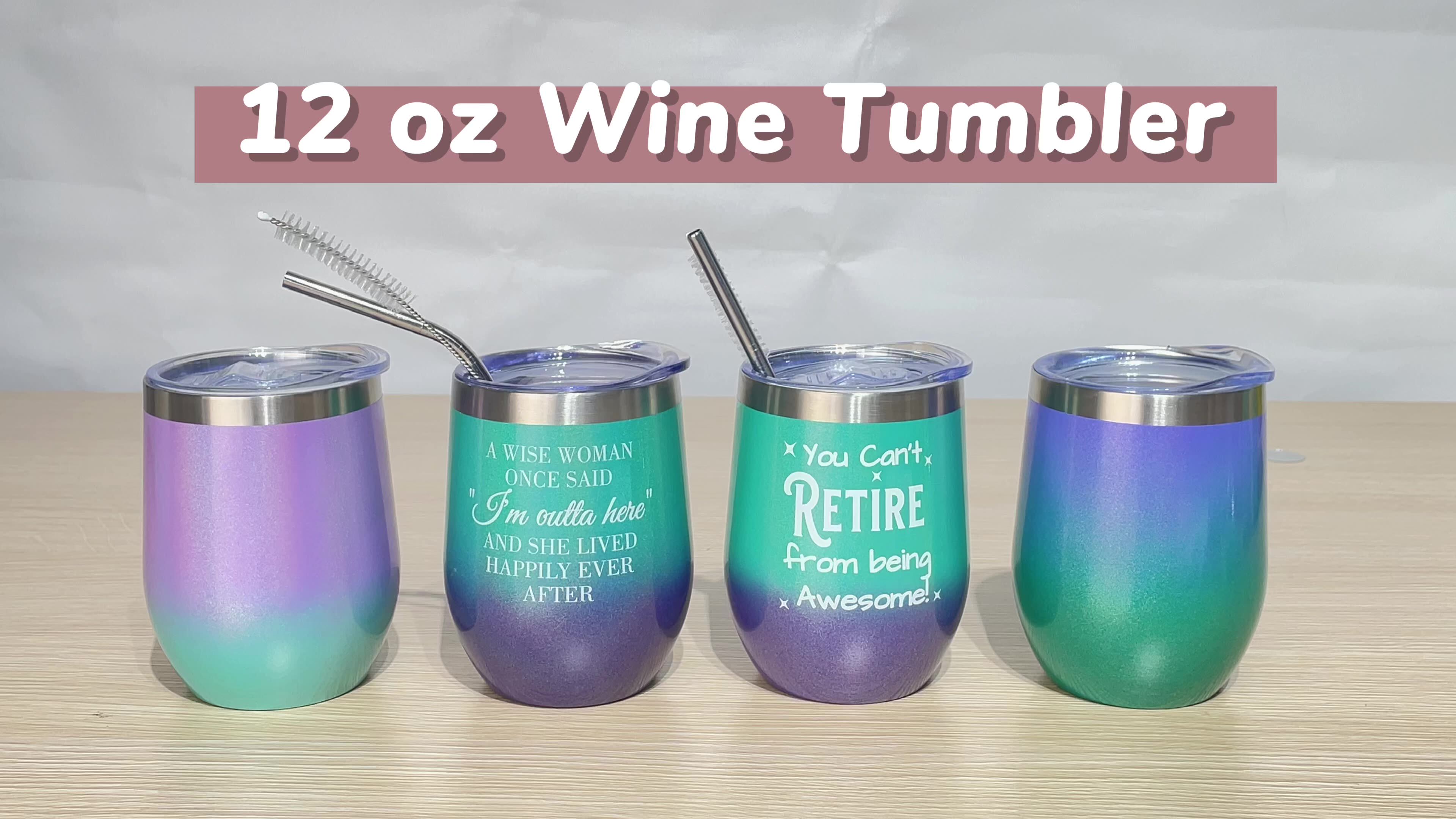 12oz double wall insulated stainless steel rose gold wine tumbler with