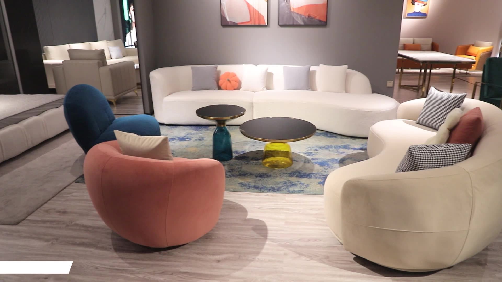 Modern New Design Half Moon Leather Sofa Living Room Arcshaped