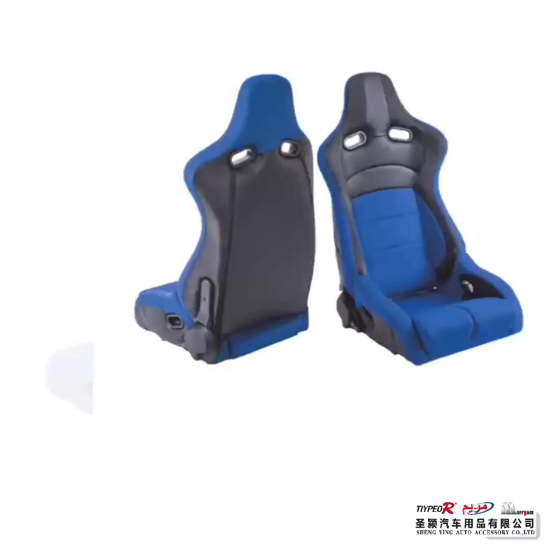 Universal Typer Car Seat Racing Bucket Black Pu Leather Red Stitching