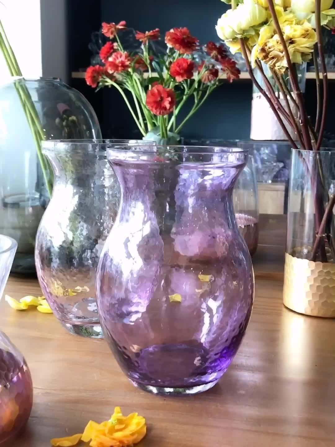 Fashionable Home Decorative Clear Cylinder Gold Color Rim Glass Vase