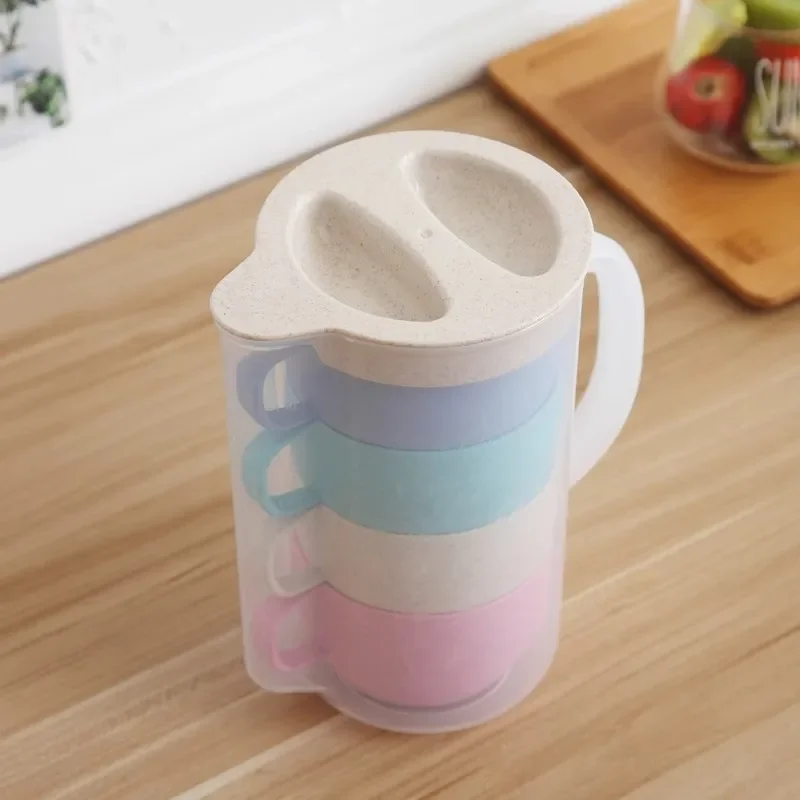 Outdoor Wheat Straw Household Cool Kettle Set Environmental Protection and Hygiene Cold Kettle with Cup High Temperature Resistant Juice Teapot