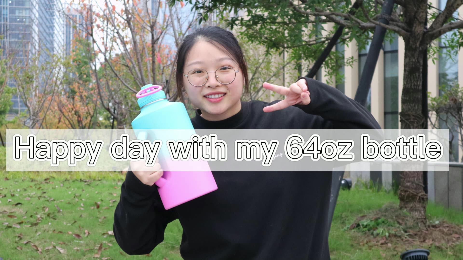 Half Gallon Water Bottle Motivational Hydration Tracker Jug Big