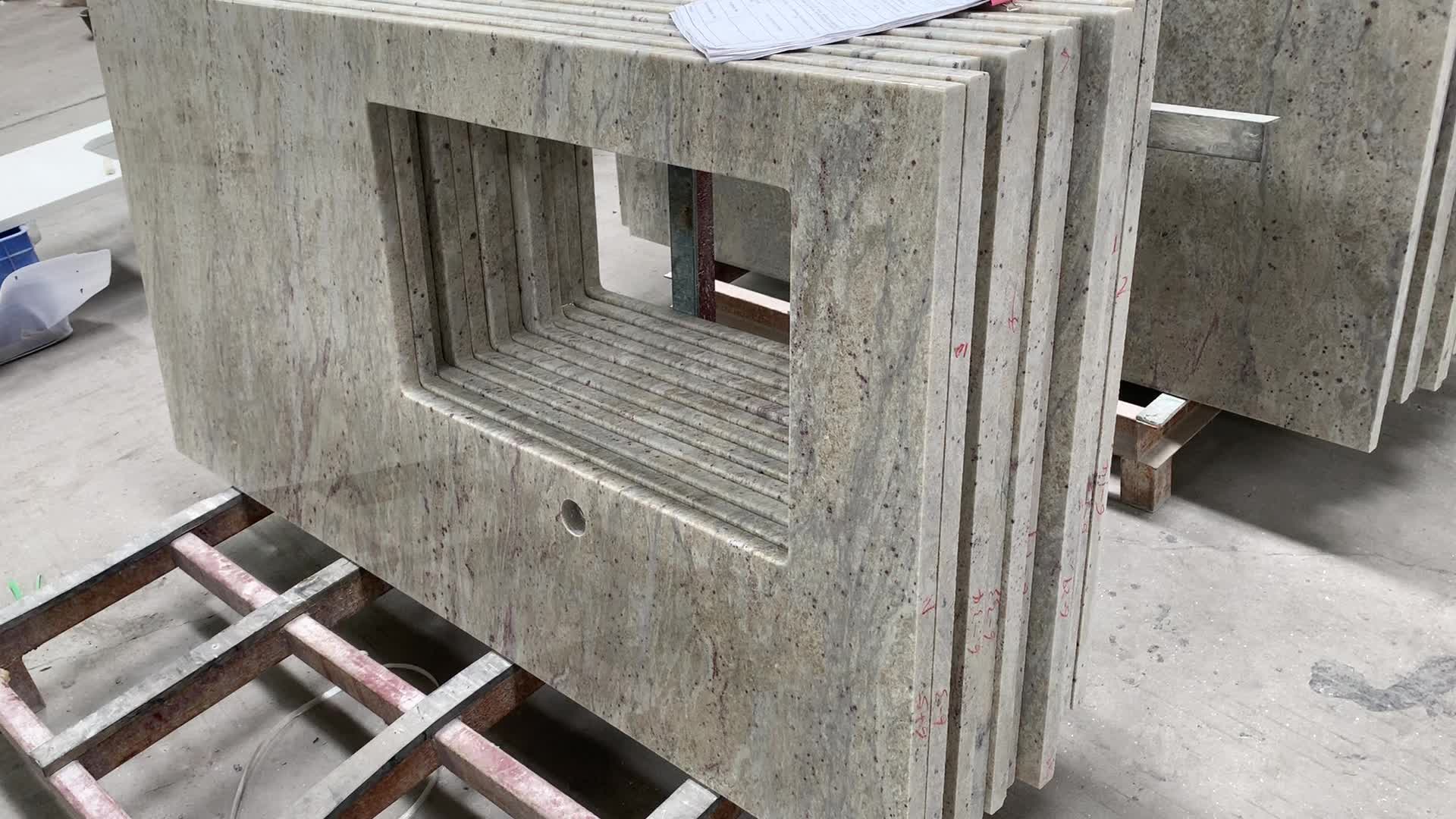 New River White Granite Stone Cut To Size Prefab Vanity Top Bathroom