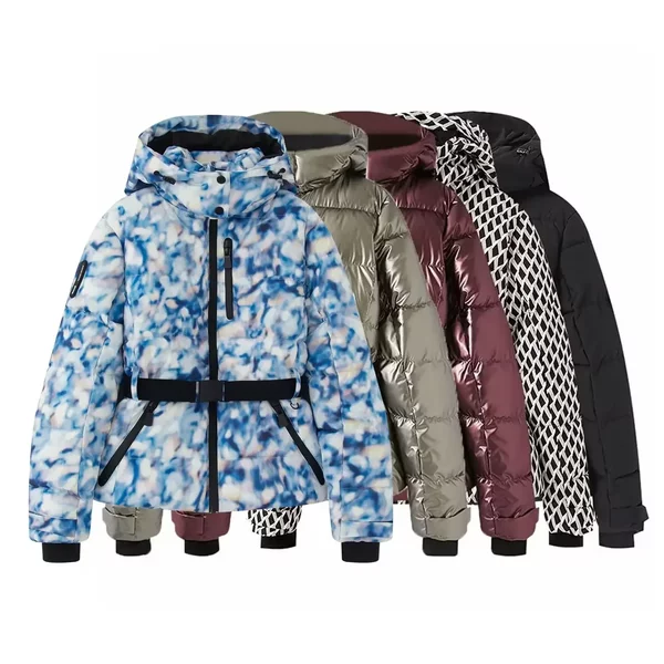 Extreme Cold Windproof and Cold-Proof Ski Jacket for Women, Waist-Cinching Hooded Thickened down Cotton Coat, Winter Outdoor Warm Versatile Cotton Clothing