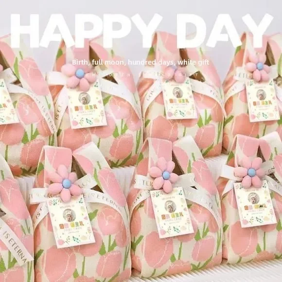 Wedding Cake Baby Full Moon Banquet Gift Bag 100-Day Banquet Return Gift Bag Kidsren's Wedding Candy Kidsren's First Birthday Gift Bag