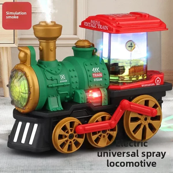 Cross-Border Children's Electric Toys Universal Light Music Spray Dinosaur Car Multi-Function Simulation Train Factory Wholesale