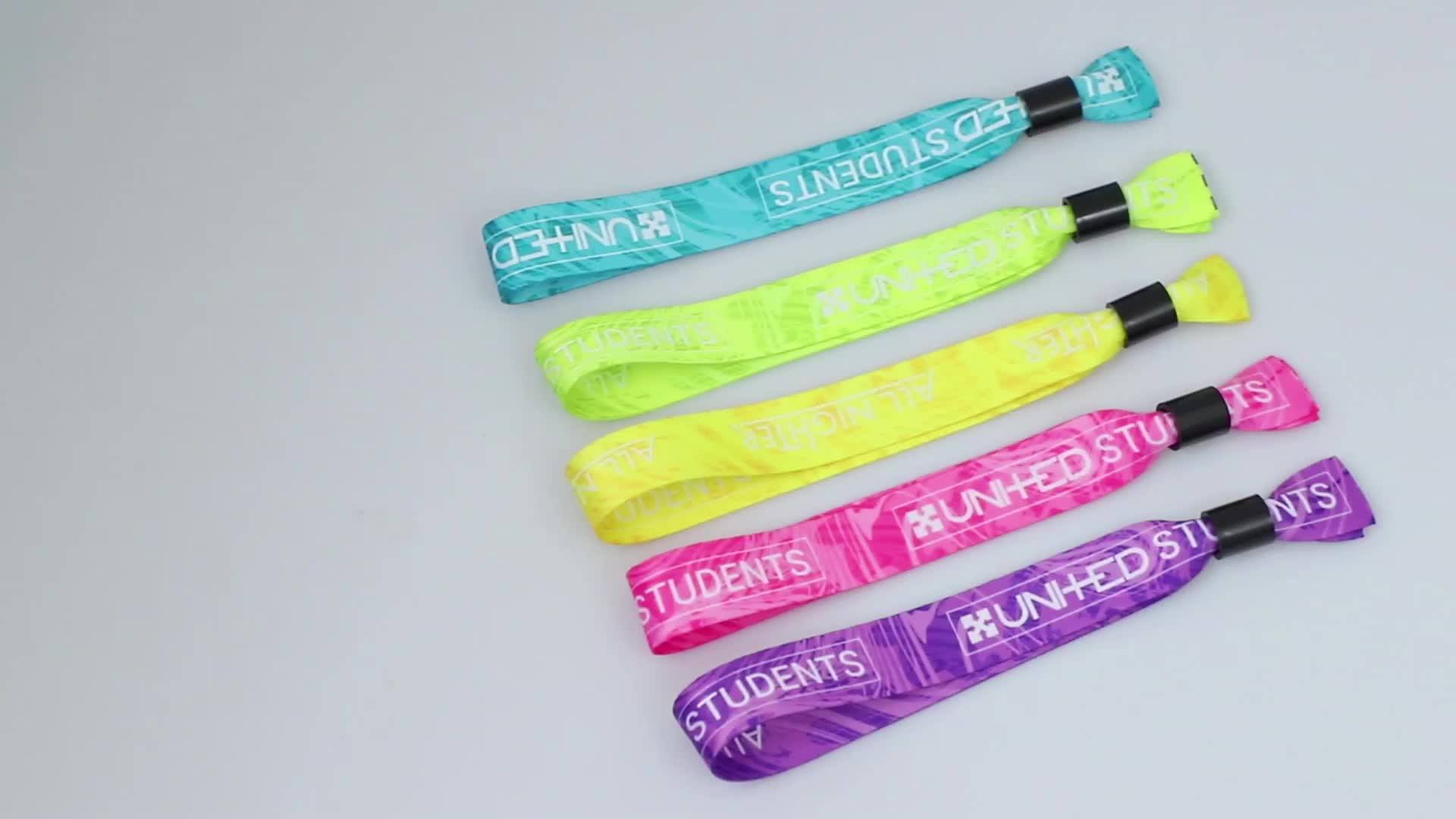 Custom Propaganda Concert Slide Lock Woven Wristbands Plain Fabric