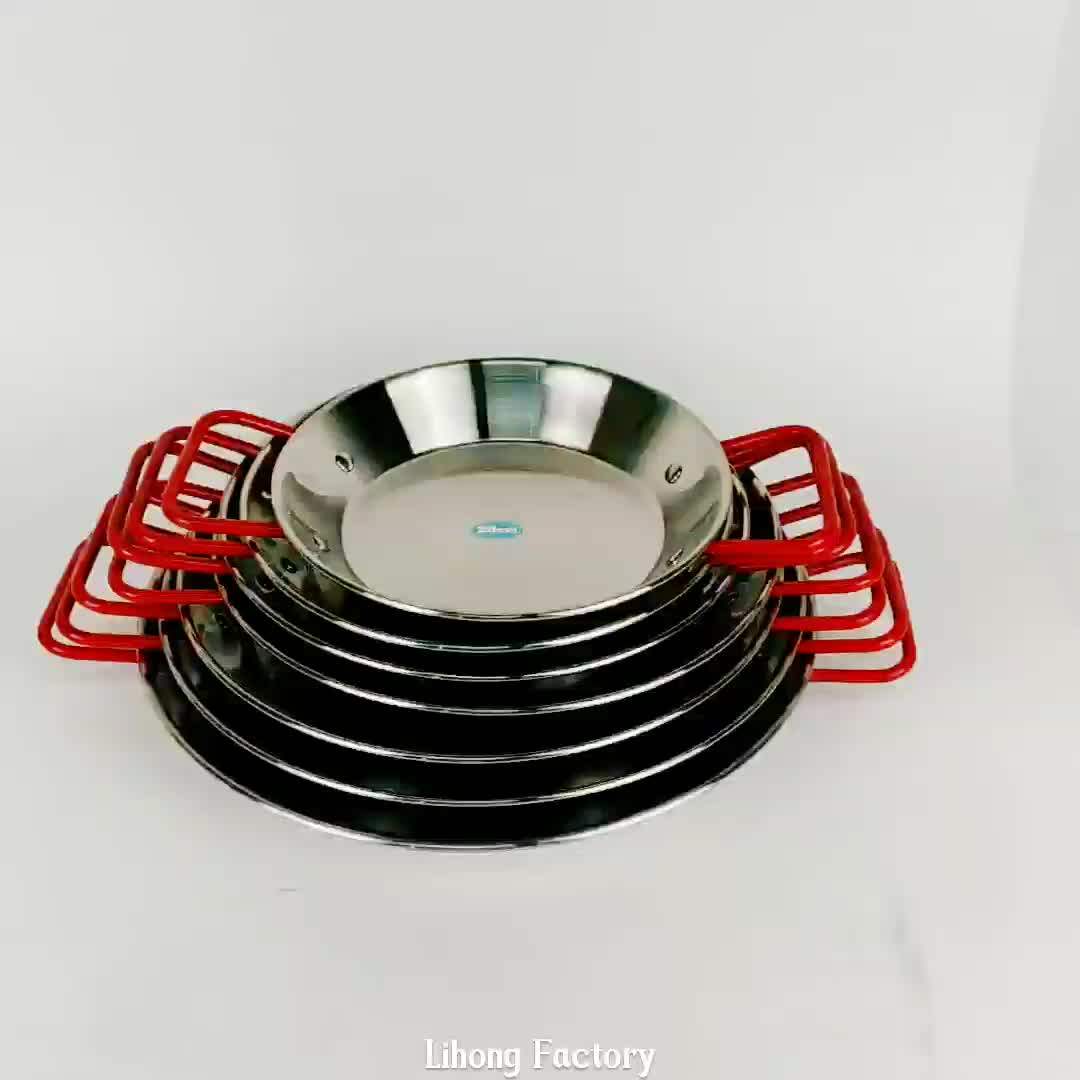High Quality Cookware Set Stainless Steel Flat Pan With Red Double