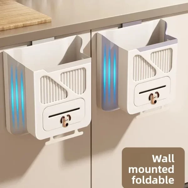 Household Folding Trash Can, Wall-Mounted, No-Drill, Large Kitchen Trash Can, High-Value Hanging Trash