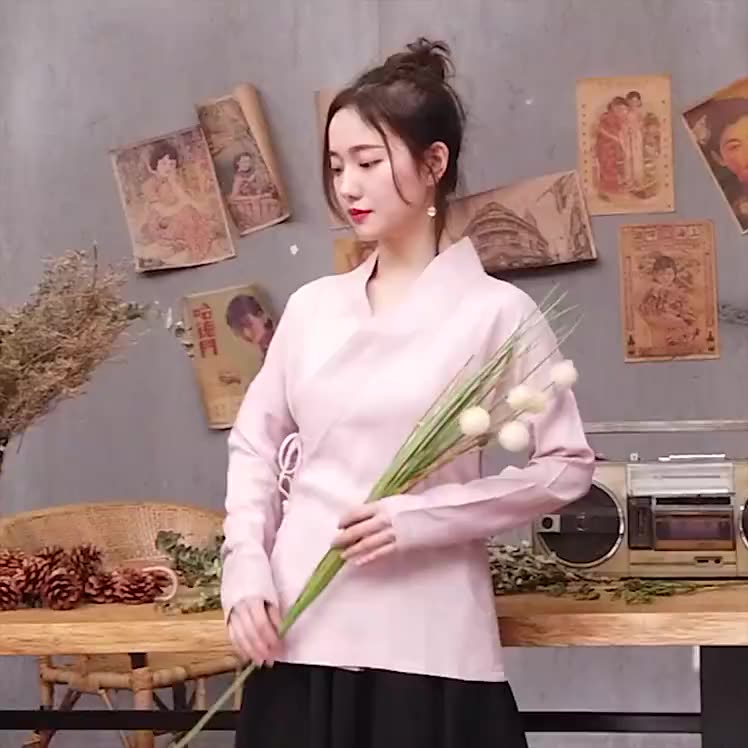Женская блузка DIDUQIPAO из хлопка и льна