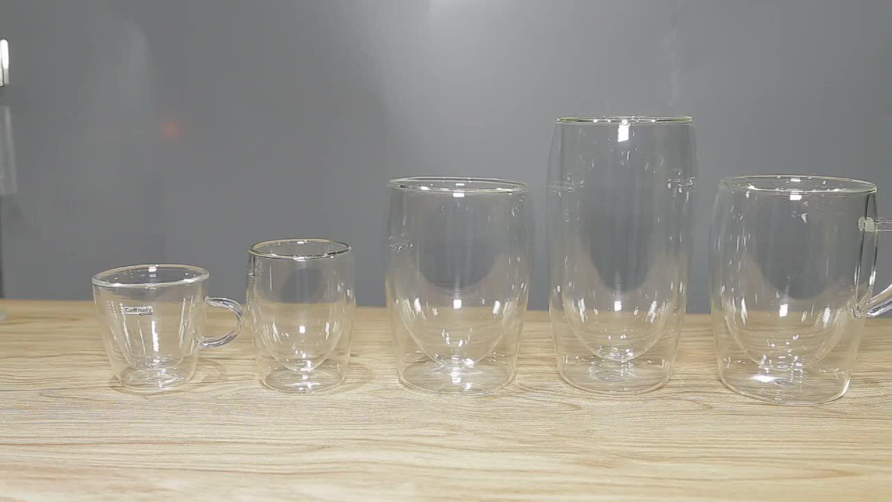 Hot Sale Handmade Double Wall Insulated Glasses Espresso Mugs Set Glass