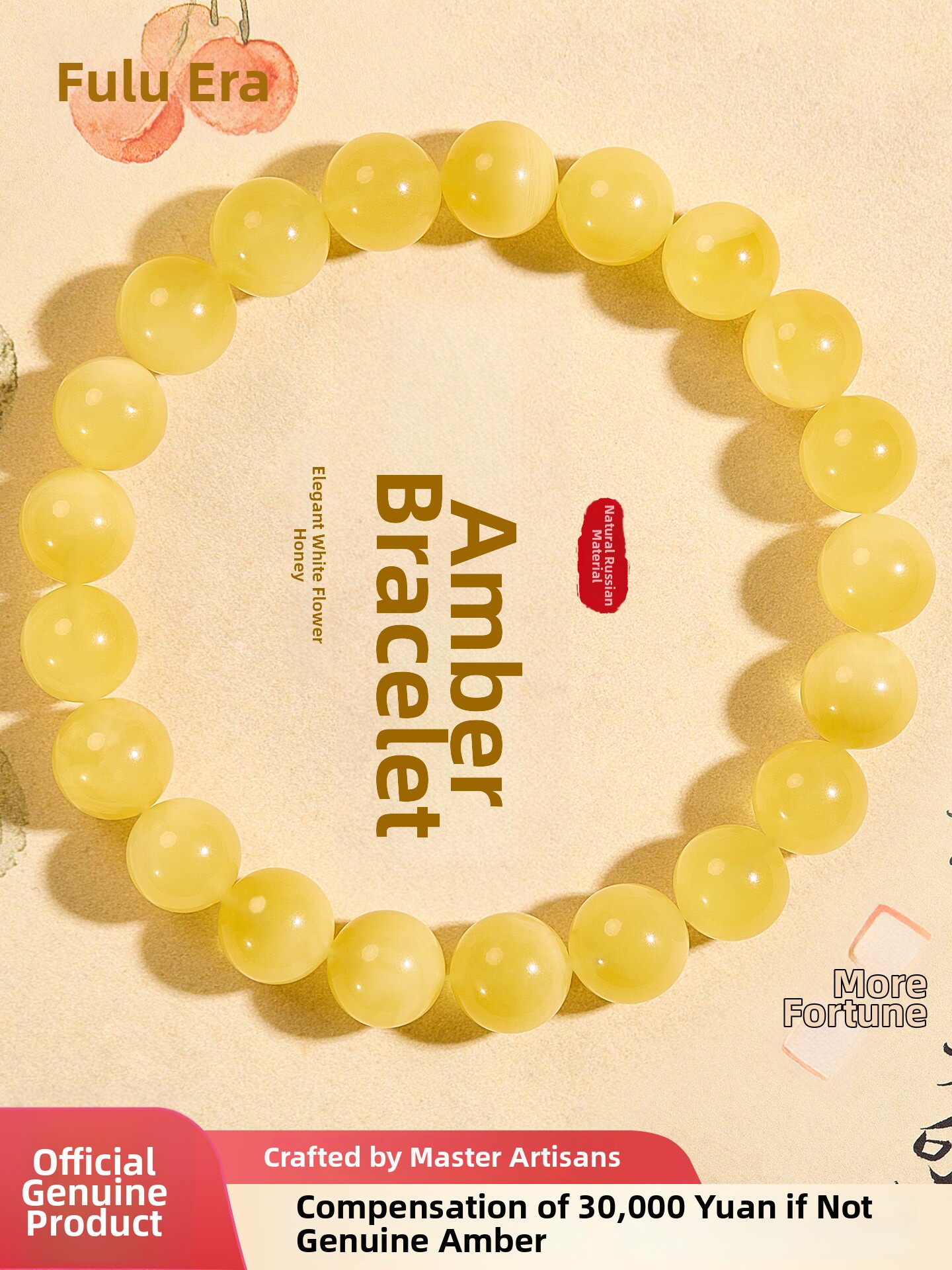 Natural Amber Beeswax Bracelet for Women and Men, Official official store Russian Amber, Chicken Oil Yellow Bracelet, Gift for Mom
