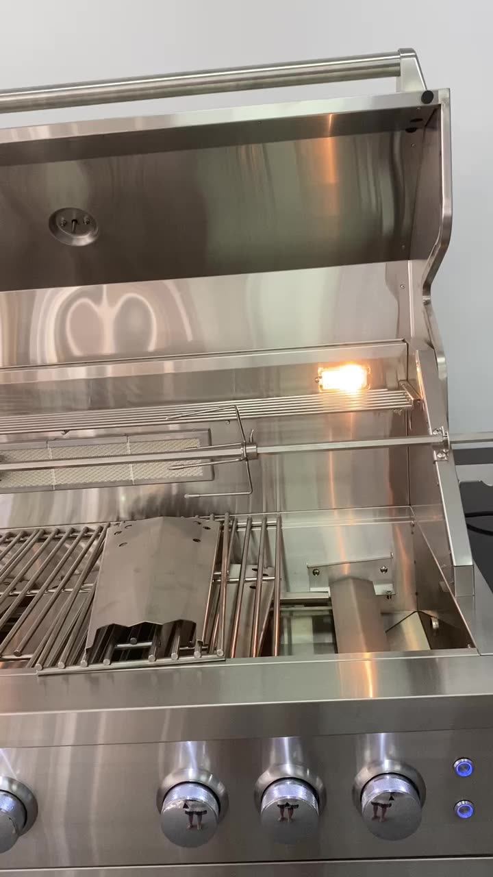 Outdoor Garden Gas Charcoal Grill Stainless Steel Builtin Bbq With Led