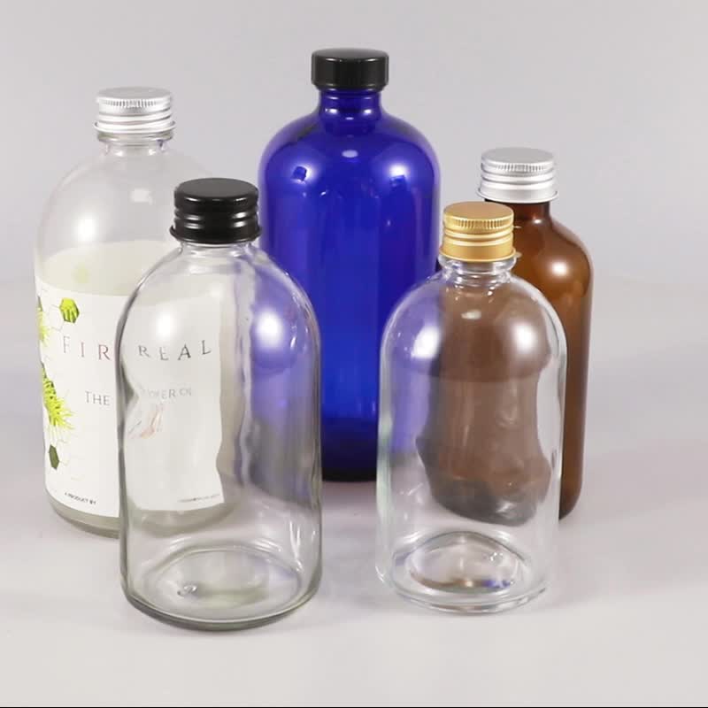 Clear & Frosted Empty Fruit Juice Drinking Glass Bottle With Metal Cap