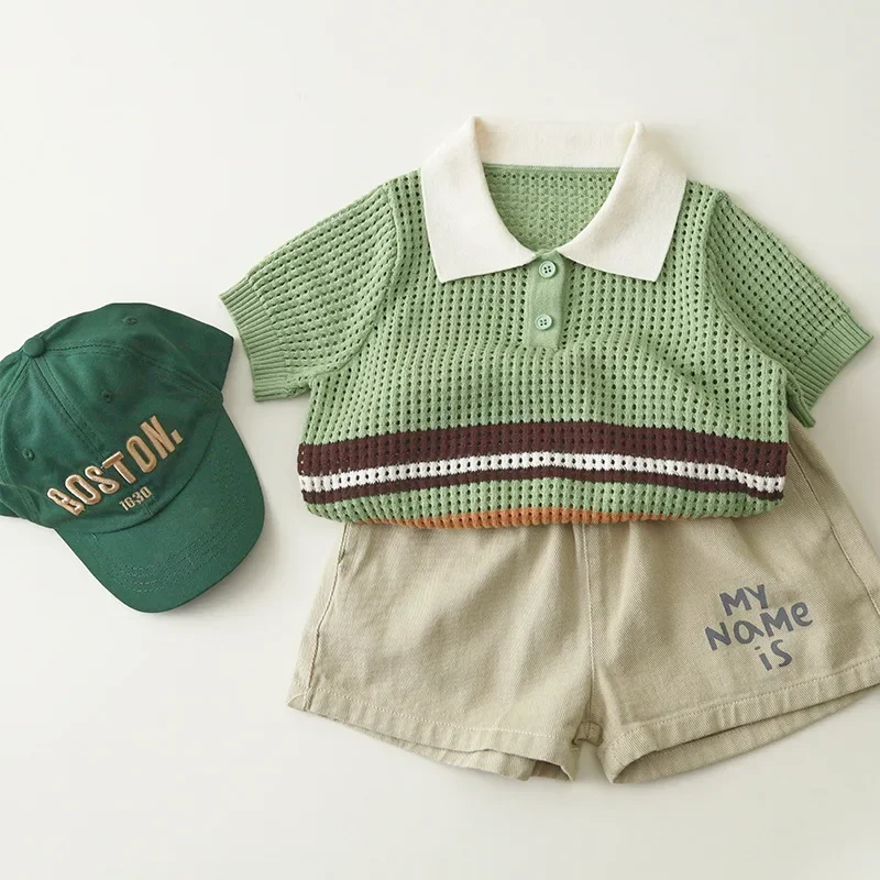 MQ ~ cool green children's clothing summer new Korean children's summer polo shirt cotton short sleeve t-shirt tide for boys and girls