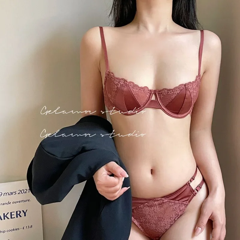 法式性感舒適軟鋼圈防下垂內衣大胸顯小聚攏上托收副乳超薄文胸罩
