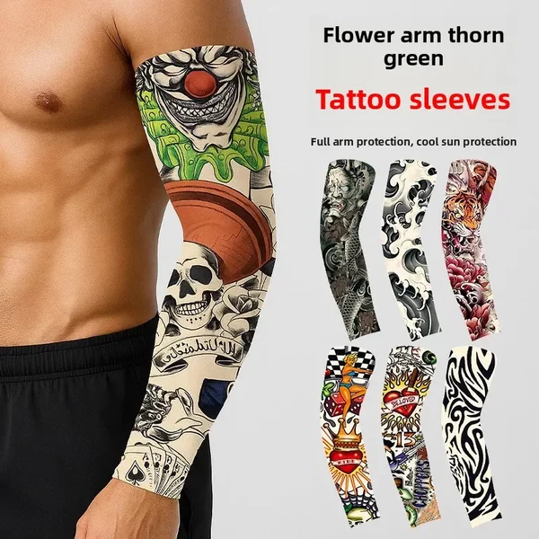 Amazing Run Summer Tattoo Sleeve Seamless Sports Arm Protector Breathable Thin Outdoor Floral Arm Ice Sleeve