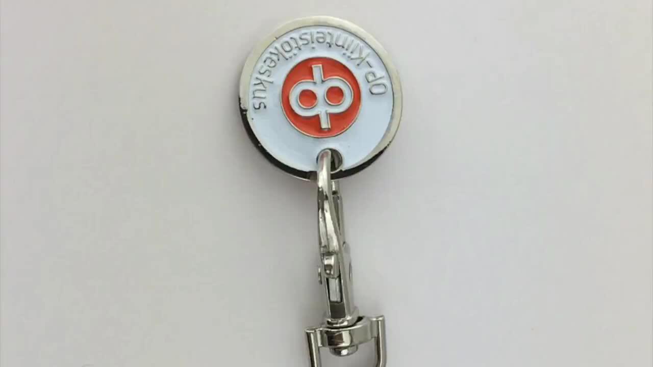 Customized Design 2d Metal Euro Trolley Coin Keychain Supermarket
