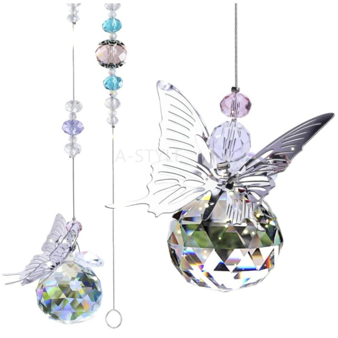 Rainbow Maker Crystal Suncatcher Prism Butterfly Decor Hang Pendant for Wedding 