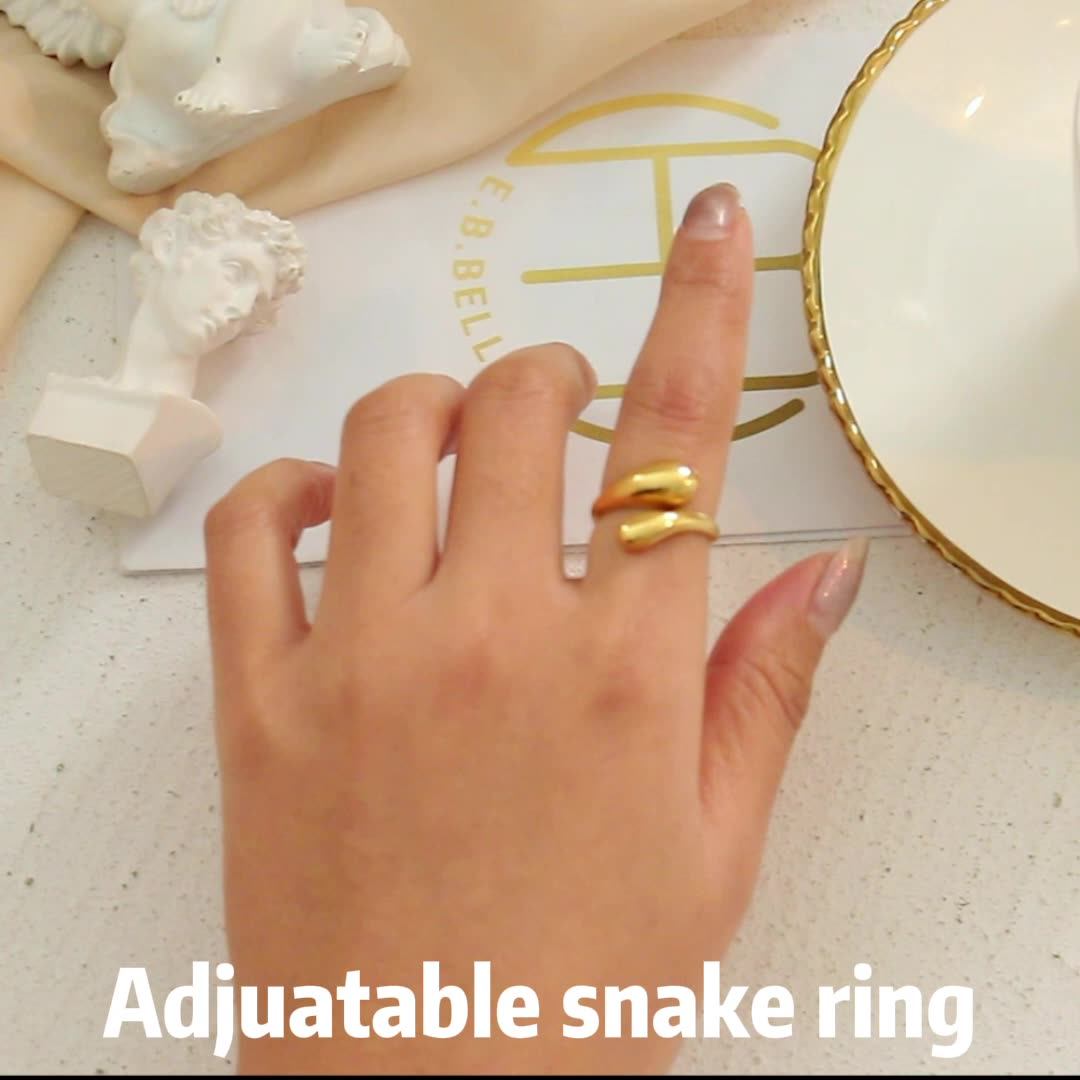 Dropshipping Waterproof Snake Shape Ring 18k Gold Plated Stainless